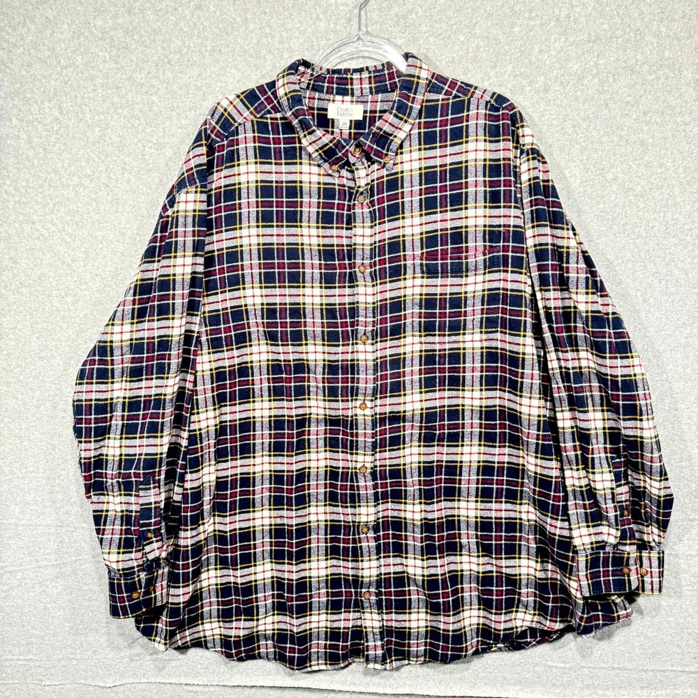Croft & Barrow Plaid Flannel Long Sleeve‎ Soft Button-Up Shirt Men's Multi 4XB